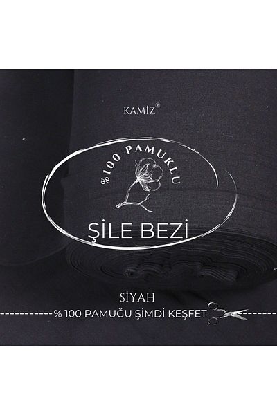 KAMİZ Πανί Şile Μαύρο 100% Βαμβάκι - Μαύρο Ύφασμα Şile