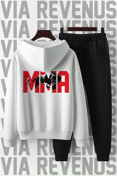 Vordevia Mma Printed Unisex Soft Wide Fit Hooded Tracksuit Set