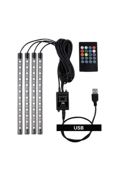 Vendortuning Usb Girişli Led Ayak Altı Led Sese Ve Müziğe Duyarlı Kumandalı