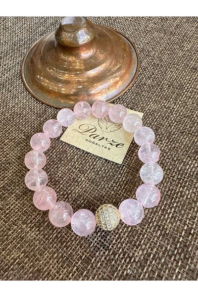 parze doğaltaş Pink Quartz 10 mm Sphere Cut Bracelet