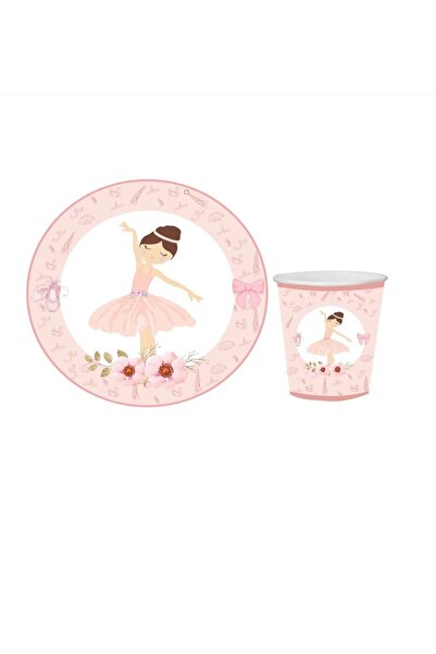 Öztürkpartievi Balerin Temalı Tabak Bardak Seti