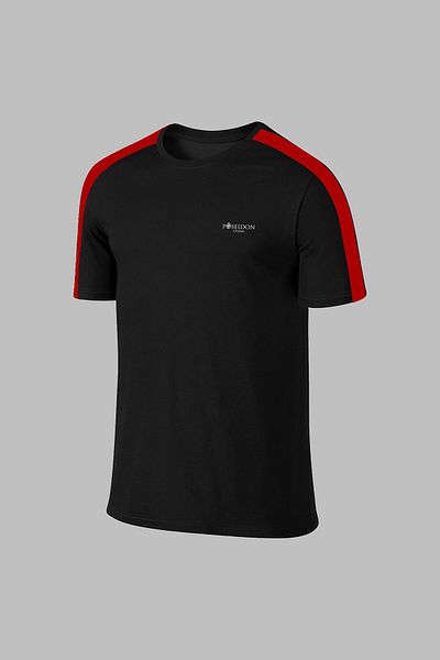 POSEIDON STORM Ανδρικό μαύρο μπλουζάκι Dri-Fit - Στρογγυλή λαιμόκοψη, Plus Size, Κομψή άνεση (4XL- 10XL)