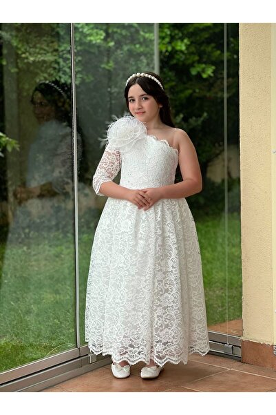 AYSU BEAUTY Kız çocuk abiye elbise beyaz