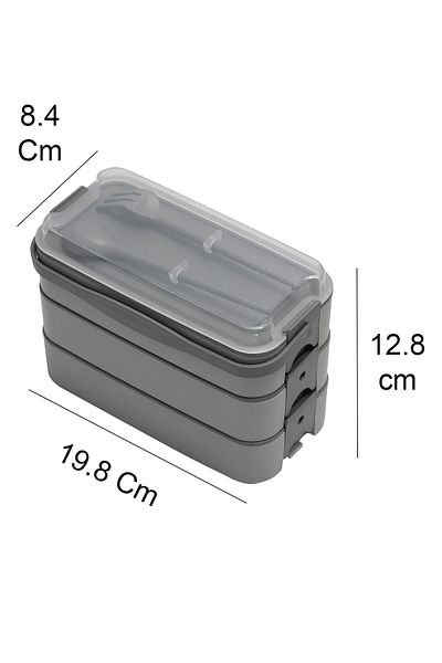 KORUCA 3 Layer Nutrition Set - Food Carrying Container, Spoon - Lunch Bowl with Fork G-770