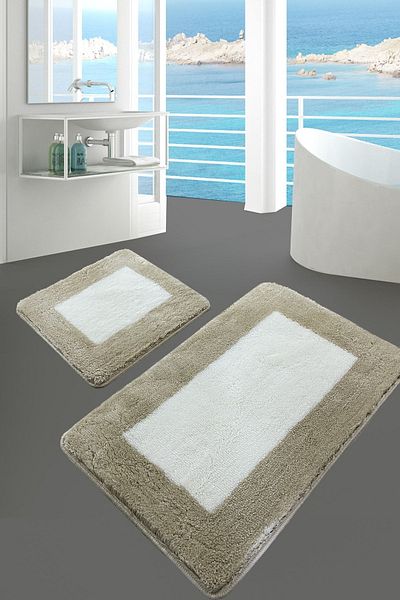 Chilai Home Σετ 2 ίδιας πέτρας - Αντιολισθητική βάση που πλένεται ακρυλικό χαλάκι μπάνιου