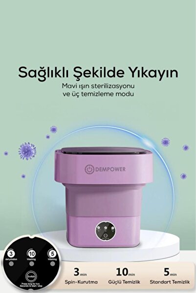 DEMPOWER Katlanabilir Çamaşır Makinesi - Seyahat, Kamp ve Küçük Yaşam Alanları İçin İdeal