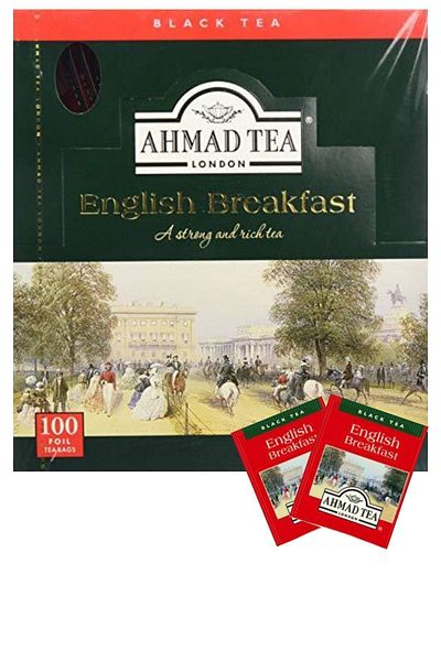Ahmad Tea شاي الإفطار الإنجليزي 100 كيس شاي مع ظرف من رقائق معدنية