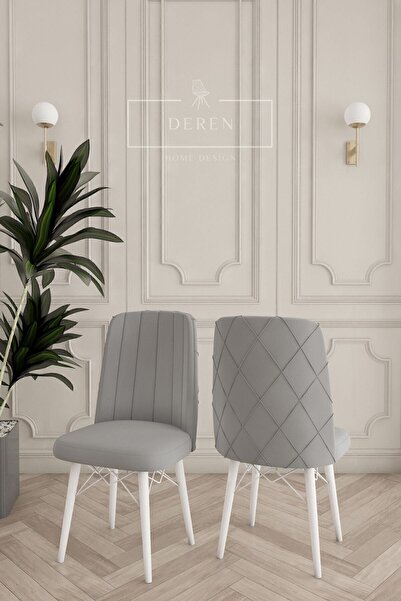 DEREN HOME Astera Serisi 6 adet Mutfak ve Yemek Odası Sandalyesi Silinebilir ...