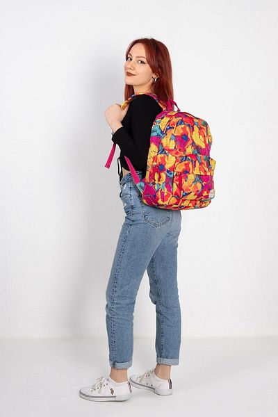 Home&Bath Women's Sports Backpack - Yellow Scarlett - Floral Colors