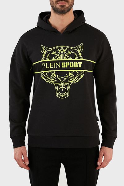 Plein Sport Pulover de bumbac cu glugă cu logo Regular Fit Pulover pentru bărbați Fıps21899