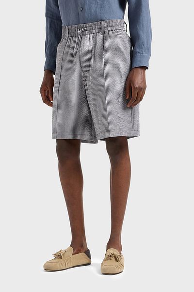 Emporio Armani Striped Seersucker Relaxed Fit Short Men's SHORTS 3D1PE2 1NPIZ 06F8