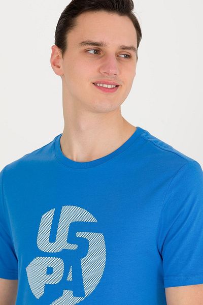 U.S. Polo Assn. Американска асоциация по поло Синя тениска с кръгло деколте и стандартна кройка