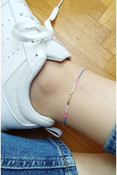 Bella Sera Studio Miyuki Boncuklu Dorikalı Renkli Neon Pembe Ipli Halhal
