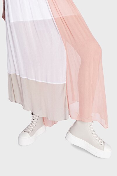 Armani Exchange Color Blocked Asymmetrical Cut Short Lined Transparent Long Skirt Skirt 3ryn03 Yn6f