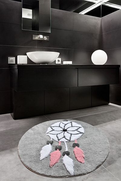 Chilai Home Gray Acrylic Mat - Diameter Bathroom Carpet