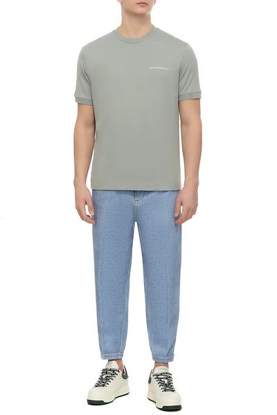 Emporio Armani Tricou pentru bărbați, bumbac, cu sigla, cu potrivire normală, gri casual 3D1TN3 1JOCZ-0665