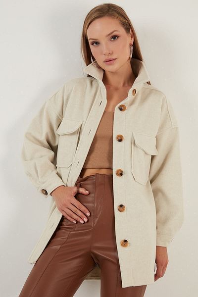 Lela Oversize Winter Shirt Jacket with Pockets Shirt Jacket 42190456