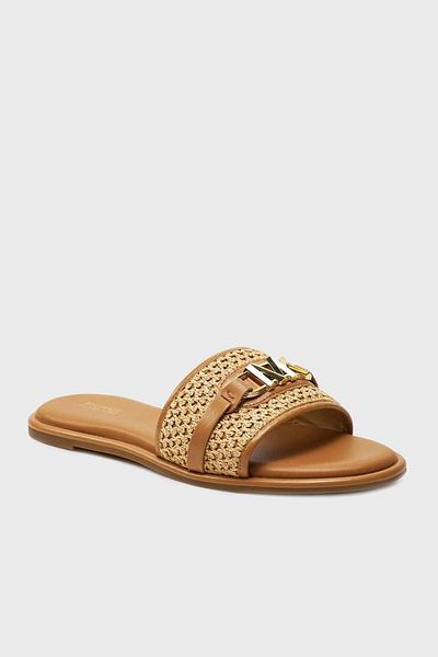 Michael Kors شبشب مسطح من القش - الشعار، موديل 40S4EBFS1D174