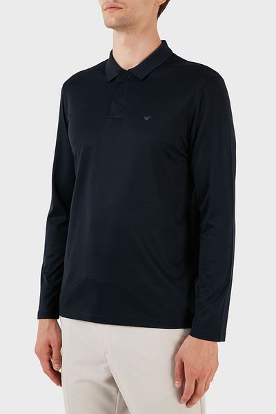 Emporio Armani Βαμβακερό μακρυμάνικο κανονική εφαρμογή μπλουζάκι πόλο ανδρικό μπλουζάκι με λαιμόκοψη POLO 6R1FA7 1JUVZ