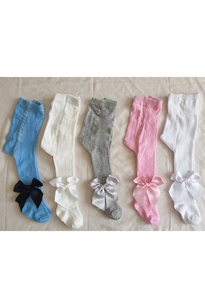 KARDEŞLER BABY Бебешки детски тесни чорапи с панделка от 5 бр