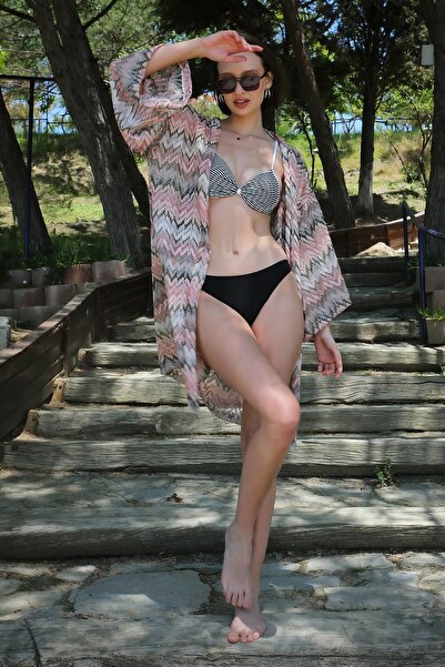 Akbeniz Milky Brown Women's Kimono Pareo Beach Dress - Fashion Line 38040