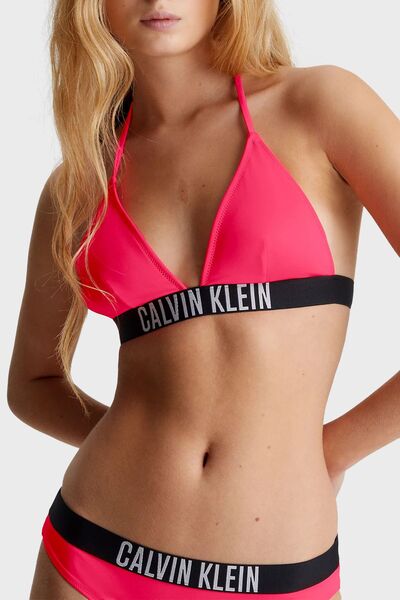 Calvin Klein Logolu Elastik Bel Bantlı Boyundan Bağlamalı Üçgen Bikini Üstü KW0KW02506XN8  BİKİ