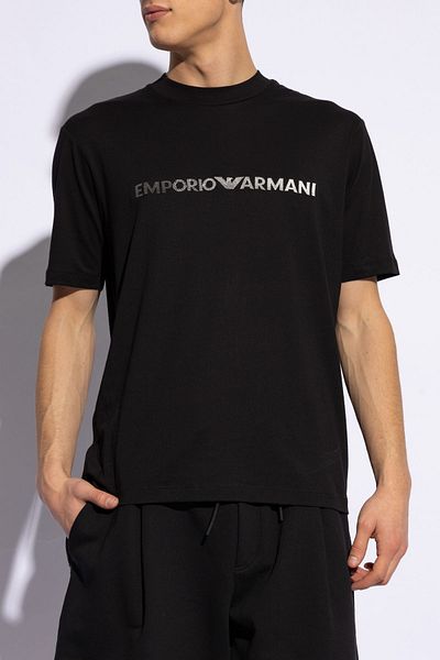 Emporio Armani Ανδρικό μπλουζάκι από βαμβακερό κοντό μέγεθος, χαλαρή εφαρμογή, μαύρο 1 μπλουζάκι 3D1TG3 1JPZZ-0057