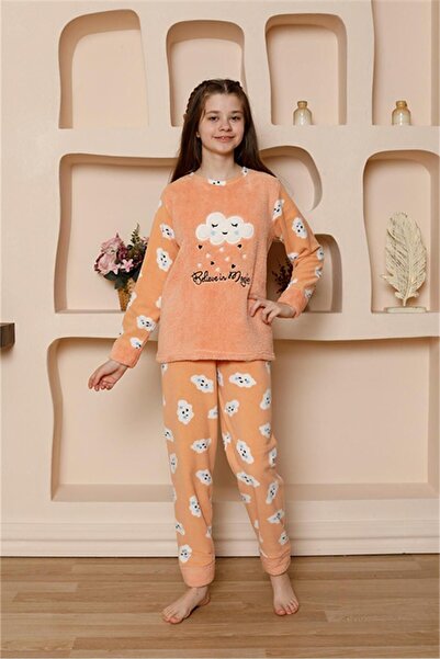 Akbeniz WelSoft Fleece Girl's Pajama Set - Orange 20527