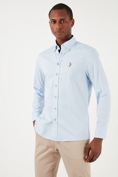 U.S. Polo Assn. Πόλο ΗΠΑ με κουμπιά γιακά 100% βαμβακερό πουκάμισο με κανονική εφαρμογή Ανδρικό πουκάμισο G081sz0041829891