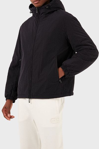 Emporio Armani معطف رجالي بغطاء للرأس بقصة عادية مع شعار 3D1BA8 1NJXZ 0920