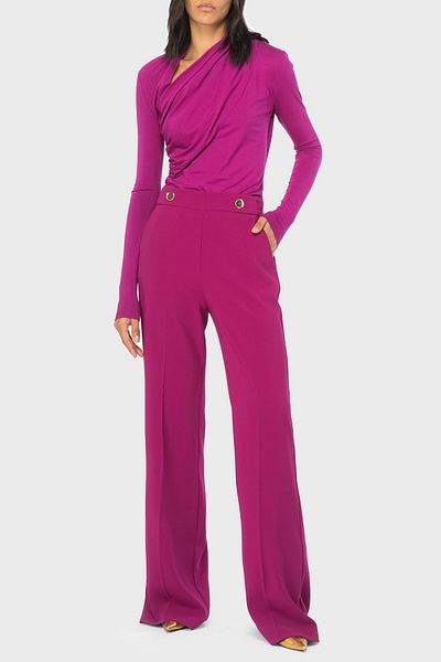 PİNKO Παντελόνι Pinko Slim Fit με φερμουάρ και κουμπιά με λεπτομέρεια ψηλόμεσο φαρδύ παντελόνι 100055   A14I VIB