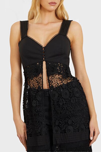 Guess Sl Jolene Βαμβακερό Δαντελένιο Μακρύ Φόρεμα W4GK56WG5K0 ΦΟΡΕΜΑ W4GK56 WG5K0 JBLK