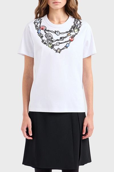 Emporio Armani تي شيرت قطني بقصة عادية ورقبة دائرية تي شيرت 3D2T8A 2JKAZ 0100