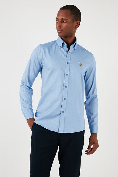 U.S. Polo Assn. U.S. Polo Logo Guler cu nasturi 100% bumbac Cămașă Slim Fit Cămașă Bărbați G081SZ0041826727