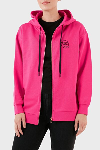 PİNKO Pinko 100% βαμβακερό φερμουάρ με κουκούλα Relaxed Fit Sweat SWEAT 101133 Α162 Ν17