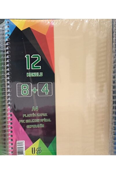Umut U-deep A4 Büyük Boy 300 Yaprak Ayraçlı Spiralli Plastik Kapaklı 8 Kareli...