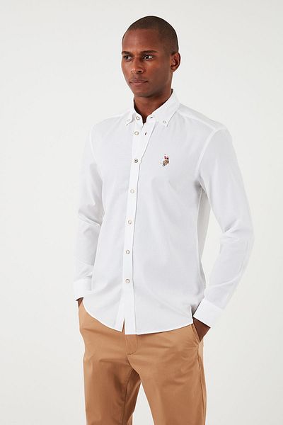 U.S. Polo Assn. U.S. Polo Button Collar 100% Cotton Slim Fit Shirt Men's SHIRT G081SZ0041829841