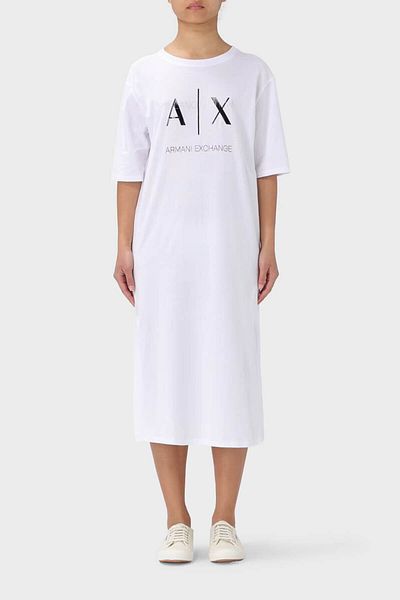 Armani Exchange Βαμβακερό φόρεμα μίντι χαλαρωτικής εφαρμογής 3DYA79 YJ3RZ 1000