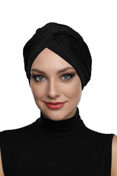 fidan bone Cross Pleated Lined Ready-made Turban and Hijab Bonnet