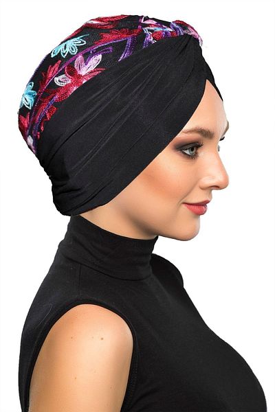 fidan bone Authentic Embroidery Motif Lined Ready Made Hijab Bonnet