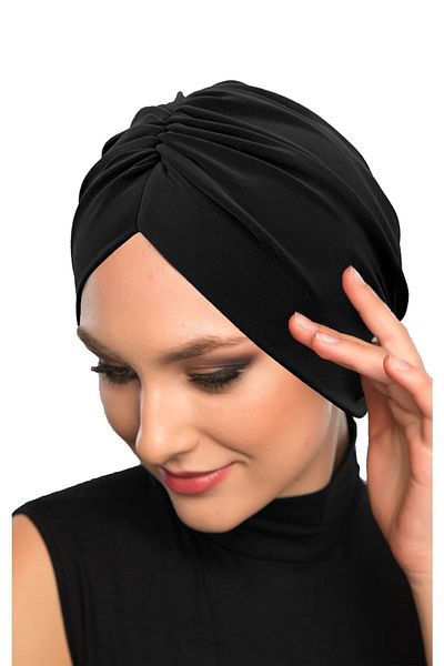 Fidan Drawstring Double-Sided Black Ready-made Scarf Hijab Pool Bonnet