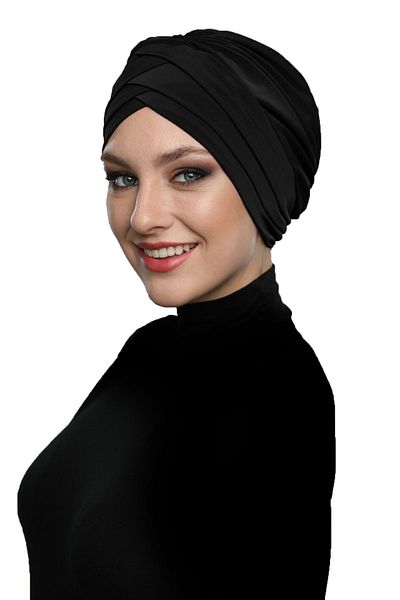 fidan bone Three-Striped Black Ready-made Hijab Hijab Pool Bonnet