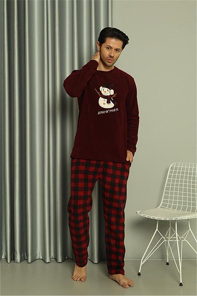 Akbeniz Welsoft Ανδρικές Πυτζάμες Fleece 50121 - Η τιμή είναι για ένα σετ