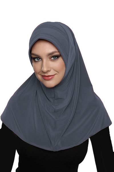 fidan bone Takmatik Απλό σκούρο γκρι έτοιμο τουρμπάνι Hijab Pool Bonnet Κάλυμμα προσευχής