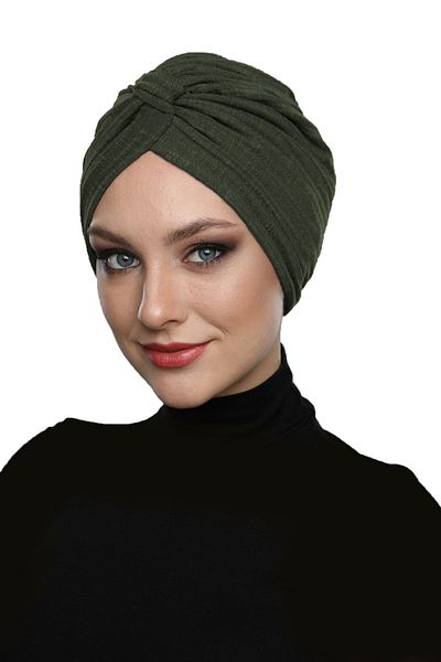 fidan bone Καπάκι πισίνας Hijab από βαμβακερό λουράκι με χιαστί επένδυση Khaki Ready Turban