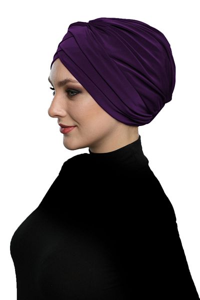 fidan bone Boneta pentru piscină hijab hijab mov cu trei dungi