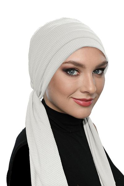 fidan bone Καπό Hijab τουρμπάνι με χτενισμένο βαμβάκι με ραβδώσεις