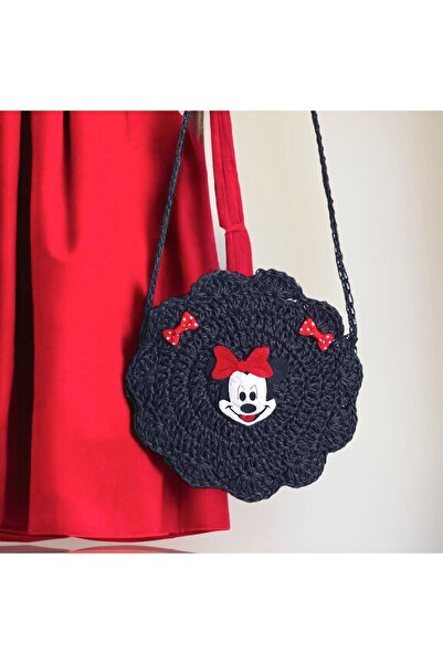 By G Tasarım Minnie Mouse Kağıtip Örgü Çocuk Çanta (Toka Hediyeli)