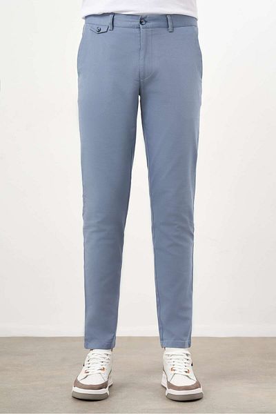Morven Pantaloni chino slim fit din bumbac albastru de vară pentru bărbați
