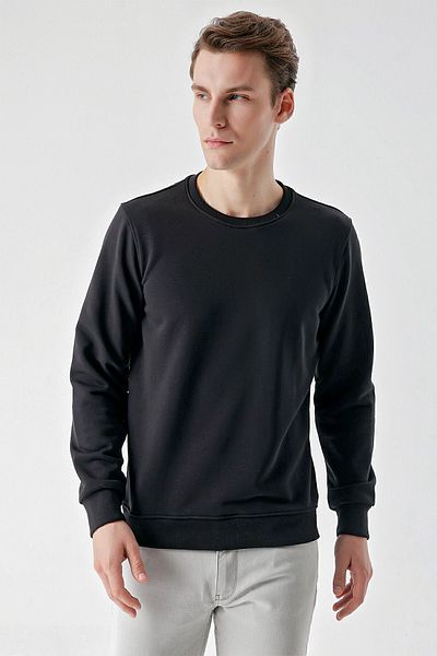 Morven Men's Black Basic Crew Neck Sweat-Shirt